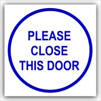1 x Please Close This Door-87mm,Blue on White-Health and Safety Security Door Warning Sticker Sign-87mm,Blue on White-Health and Safety Security Door Warning Sticker Sign